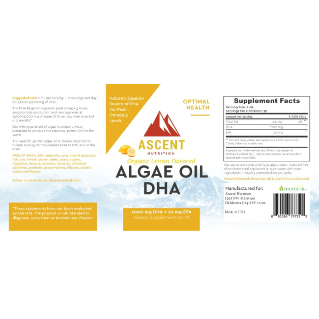 Algae Oil DHA w/organic cold-pressed lemon peel oil
